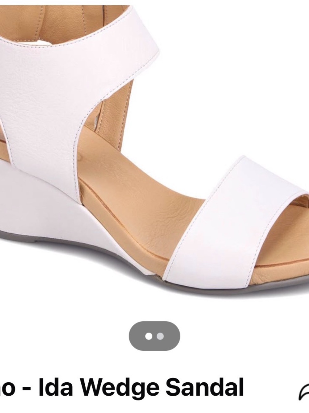 Bueno White Leather Wedge Sandal with Ankle Strap